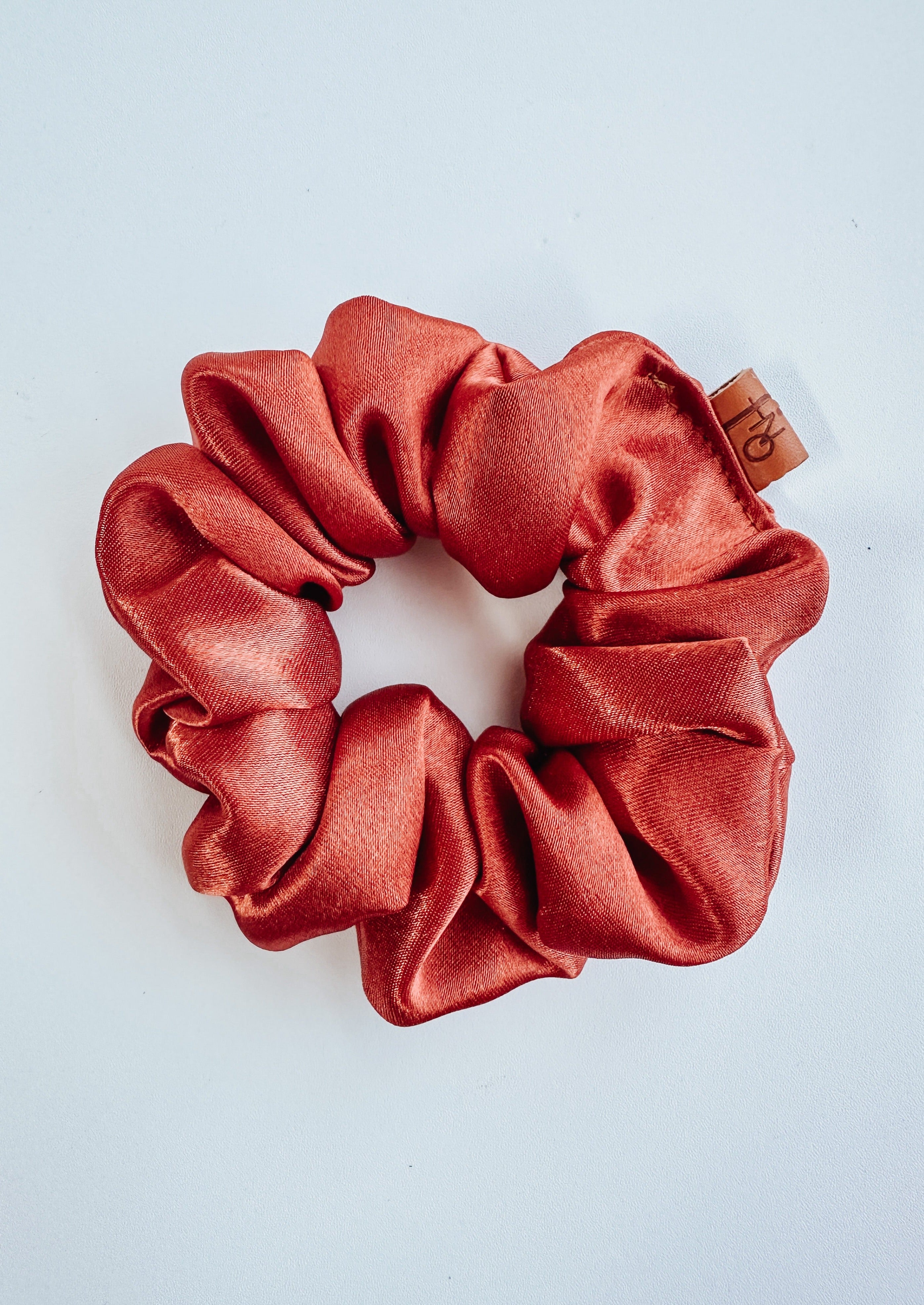 Lily Satin Scrunchie in Rust